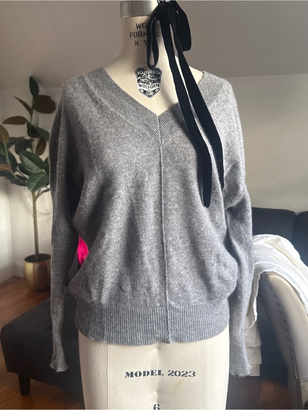 Aqua Soft Gray V-Neck Sweater